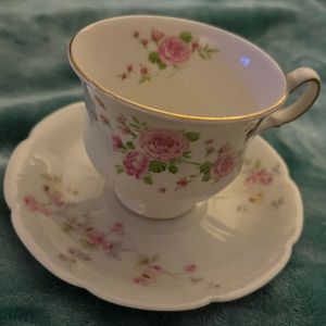 Vintage Avon Pink Roses Cup and Saucer Set